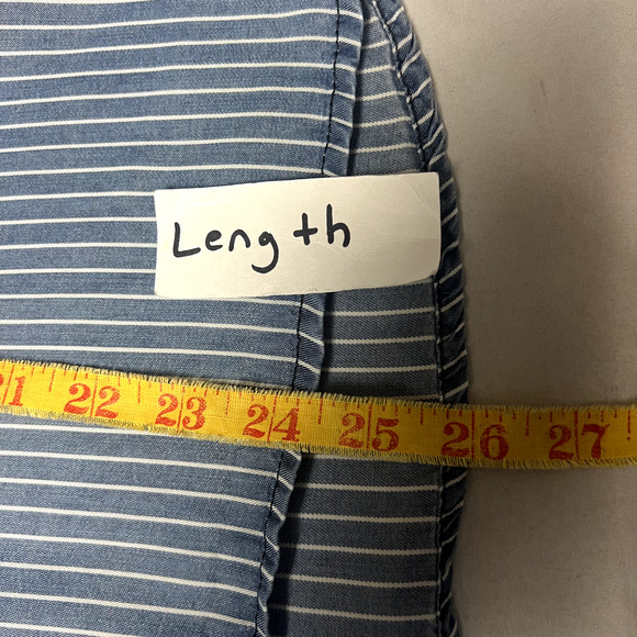 Kelly Renee Blouse Women Medium Blue Striped Long Sleeve Bell Sleeve V Neck Boho - Picture 6 of 9